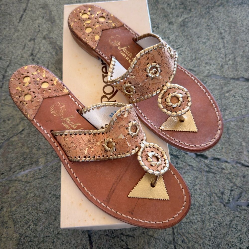 Jack Rogers Cork and Tan Sandals